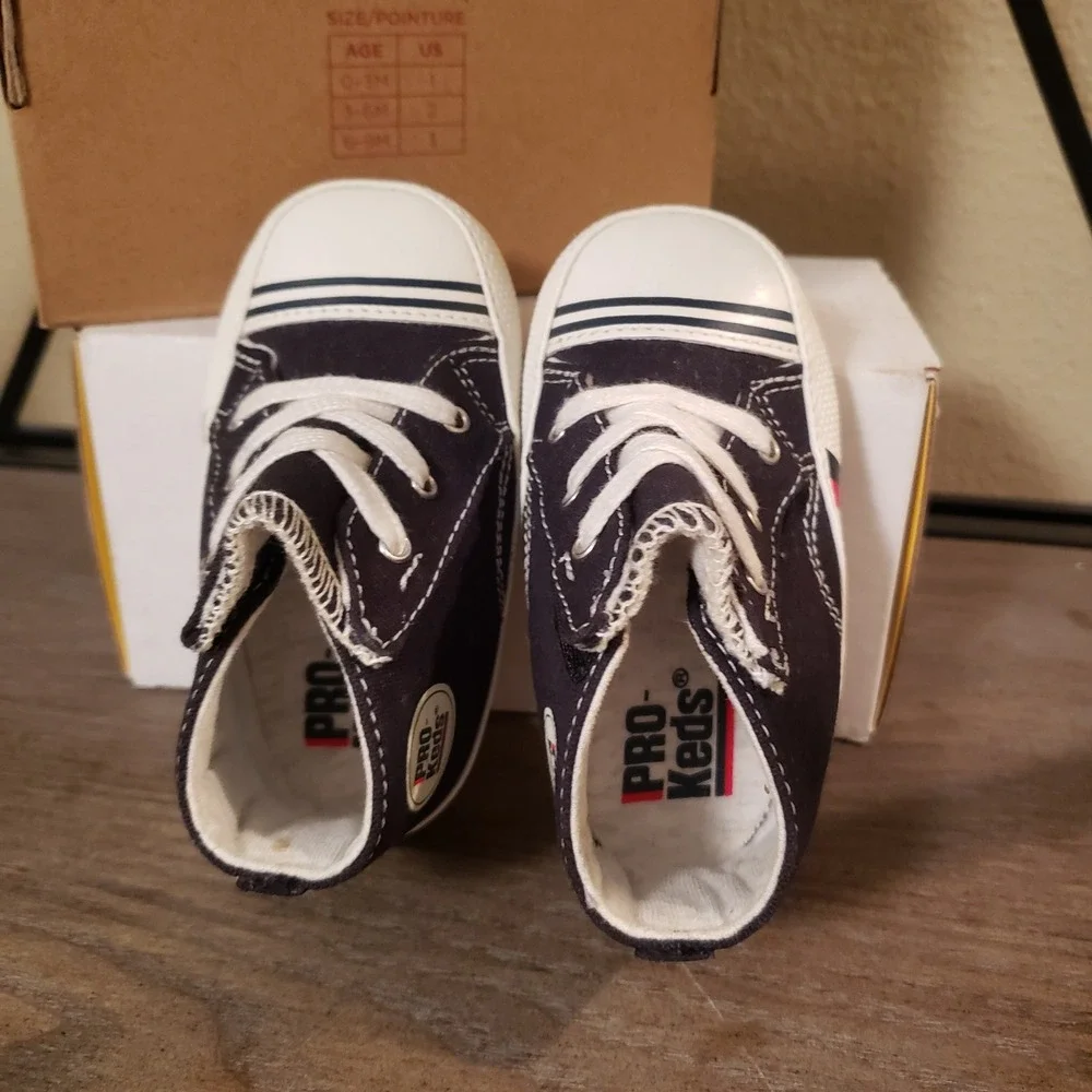 Pro-Keds High Top‎ Sneakers Crib Shoes Infant Baby Black White Lace Up 4